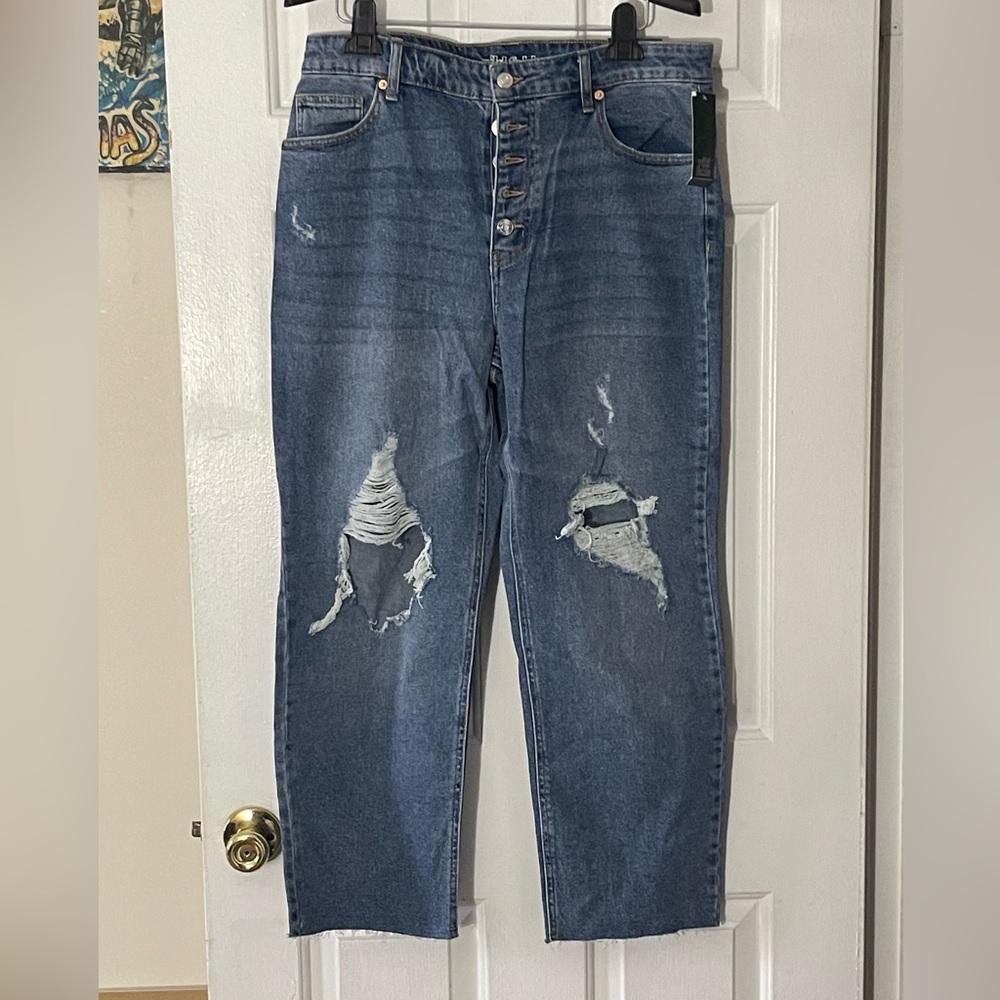 Wild Fable Distressed Button Fly High Rise Straight Ankle Jeans. New !